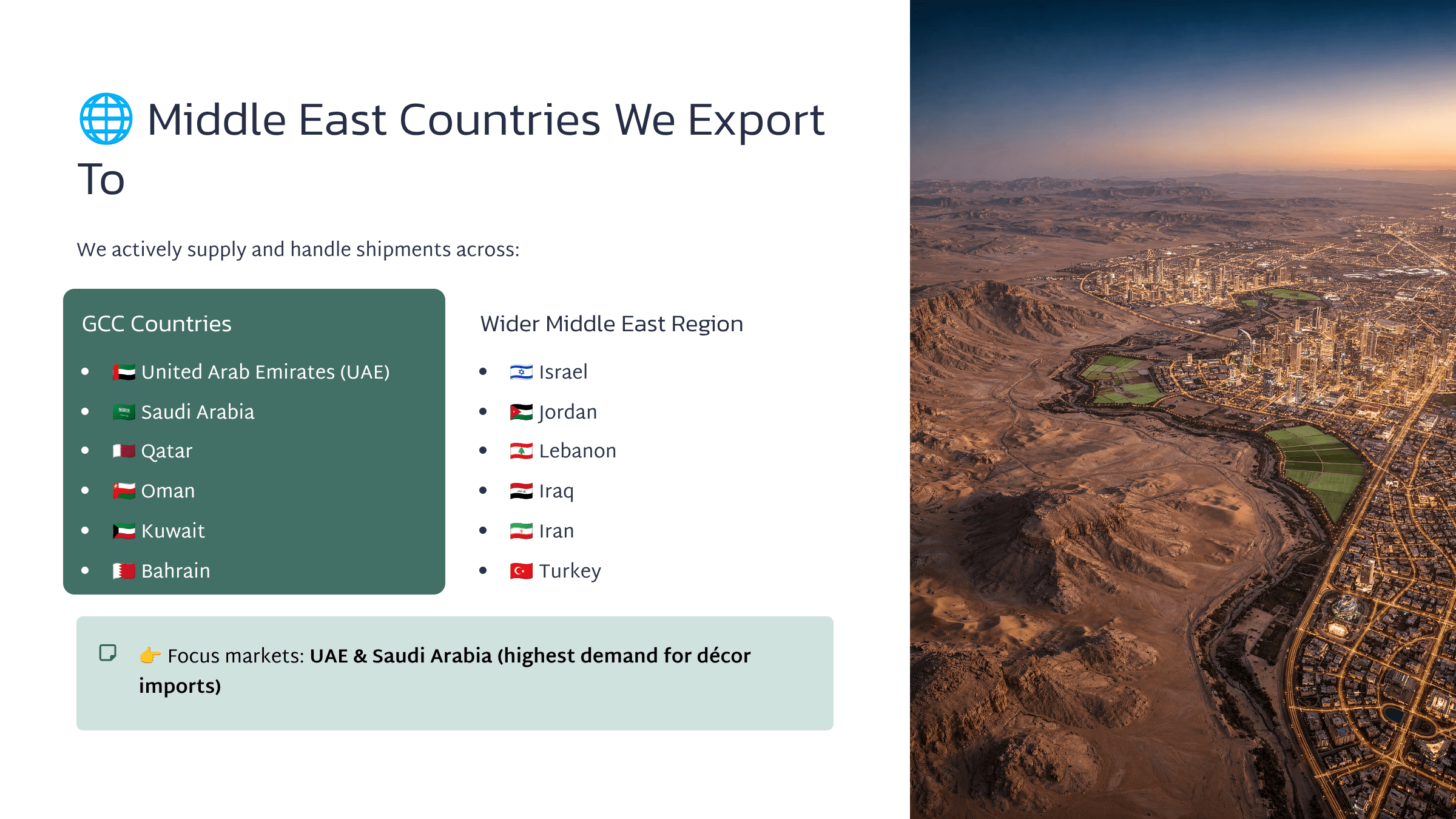 2 Middle East Countries We Export To
