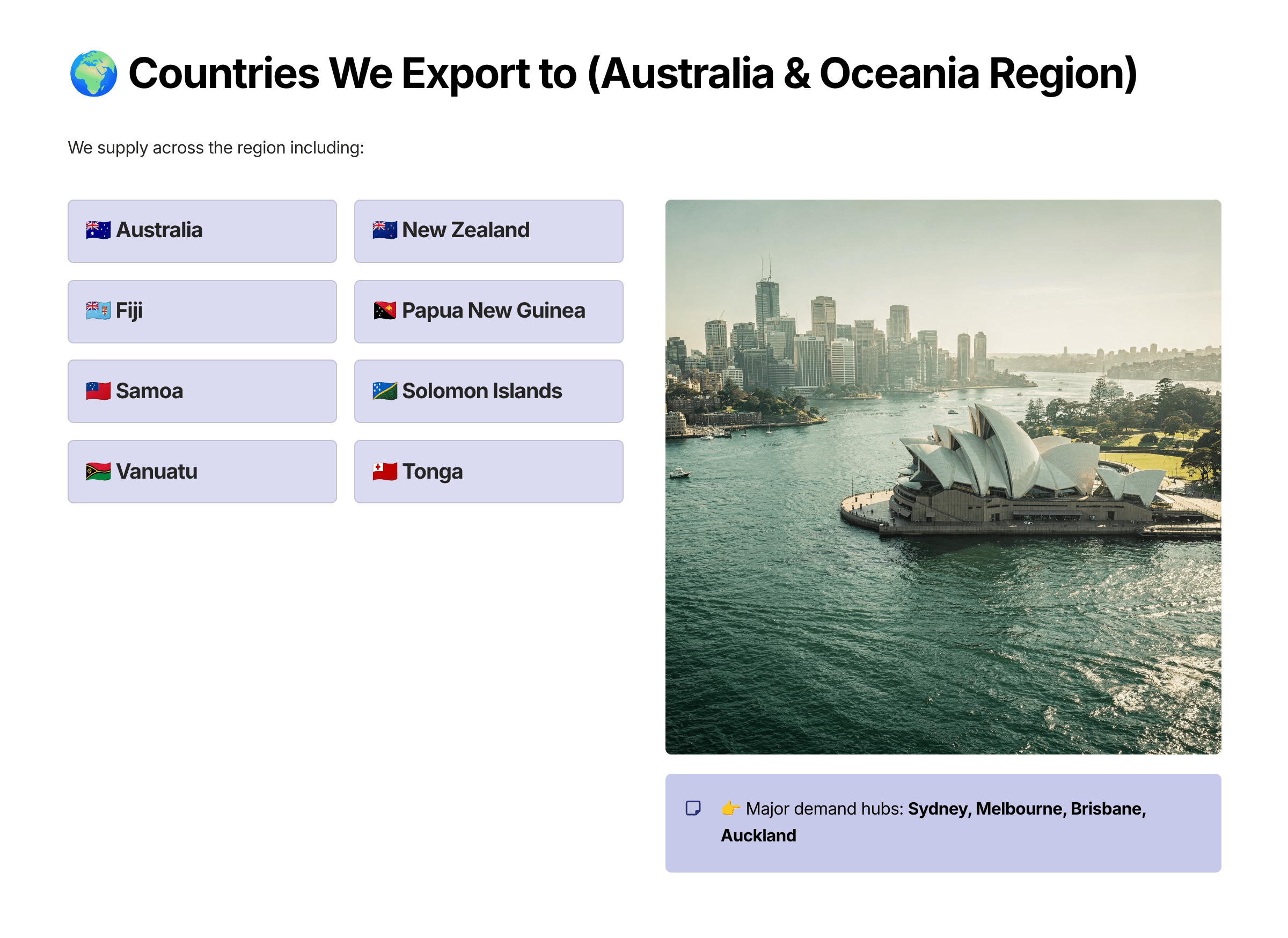 4 Countries We Export to Australia and Oceania Region