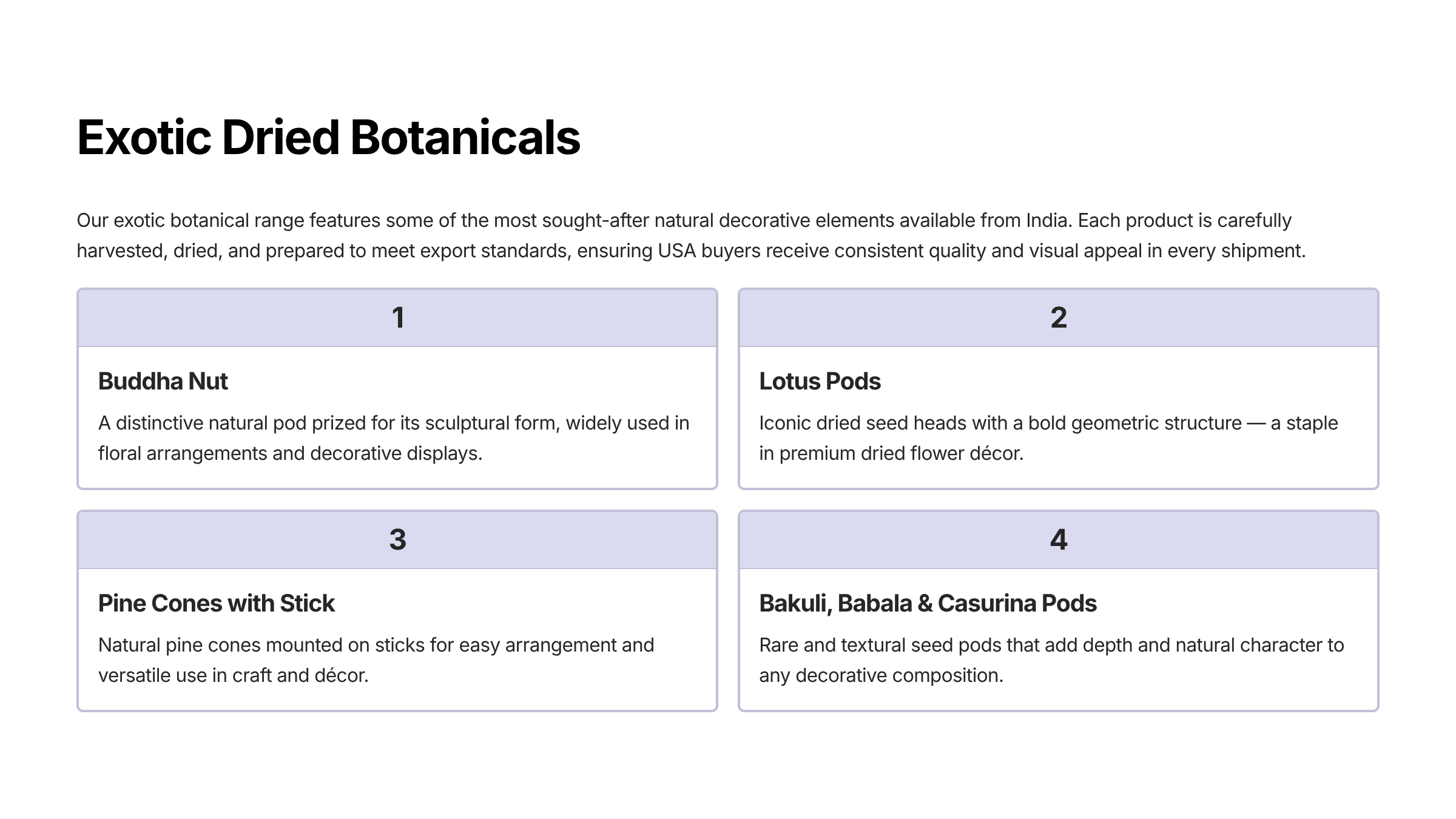 4 Exotic Dried Botanicals