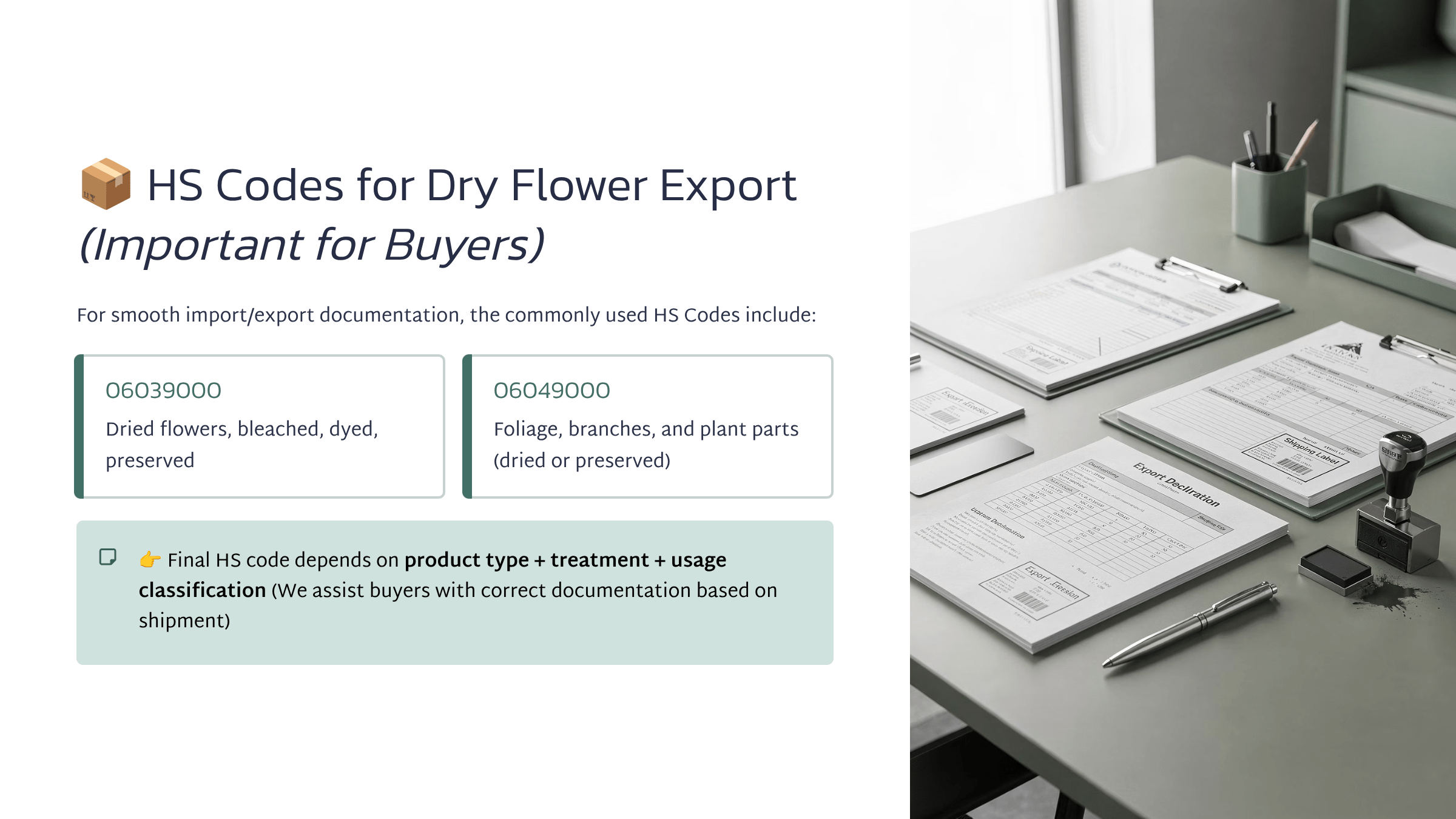 4 HS Codes for Dry Flower Export Important for Buyers