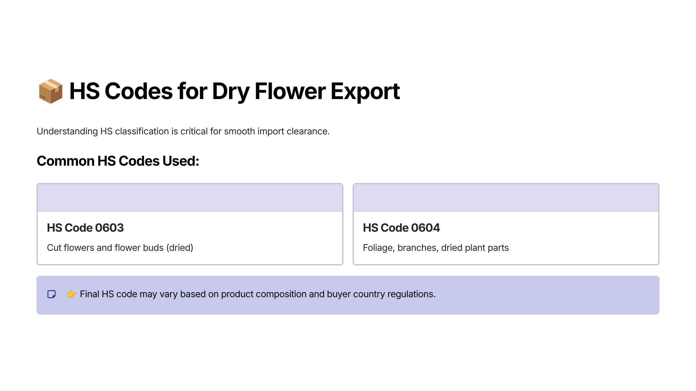 5 HS Codes for Dry Flower Export