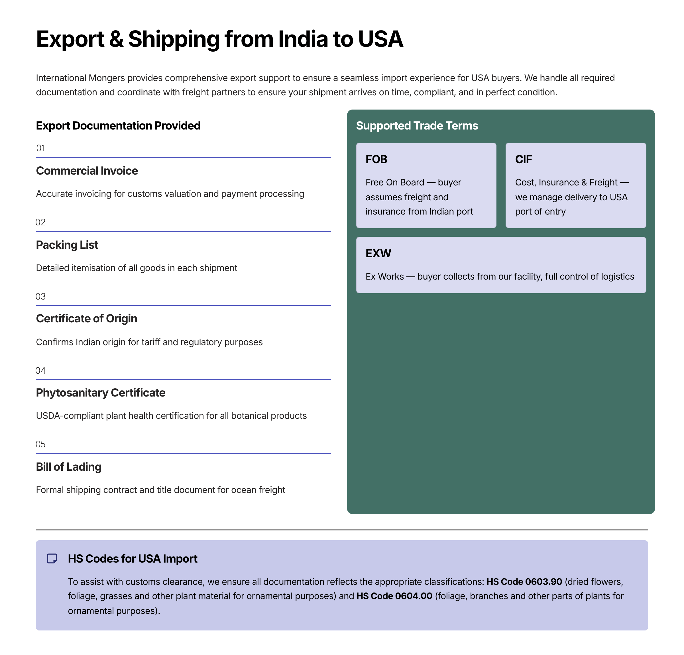 9 Export and Shipping from India to USA