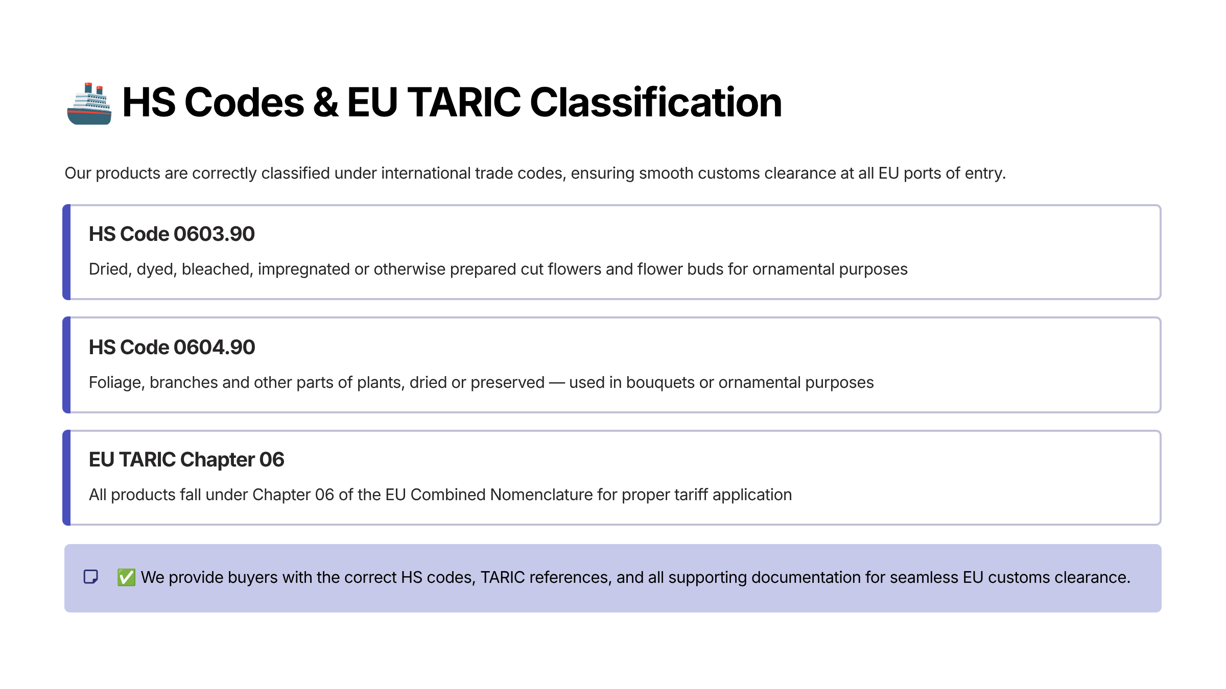 9 HS Codes and EU TARIC Classification